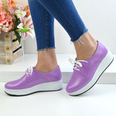 Pantofi Casual Dama din Piele Naturala,Roza,mov